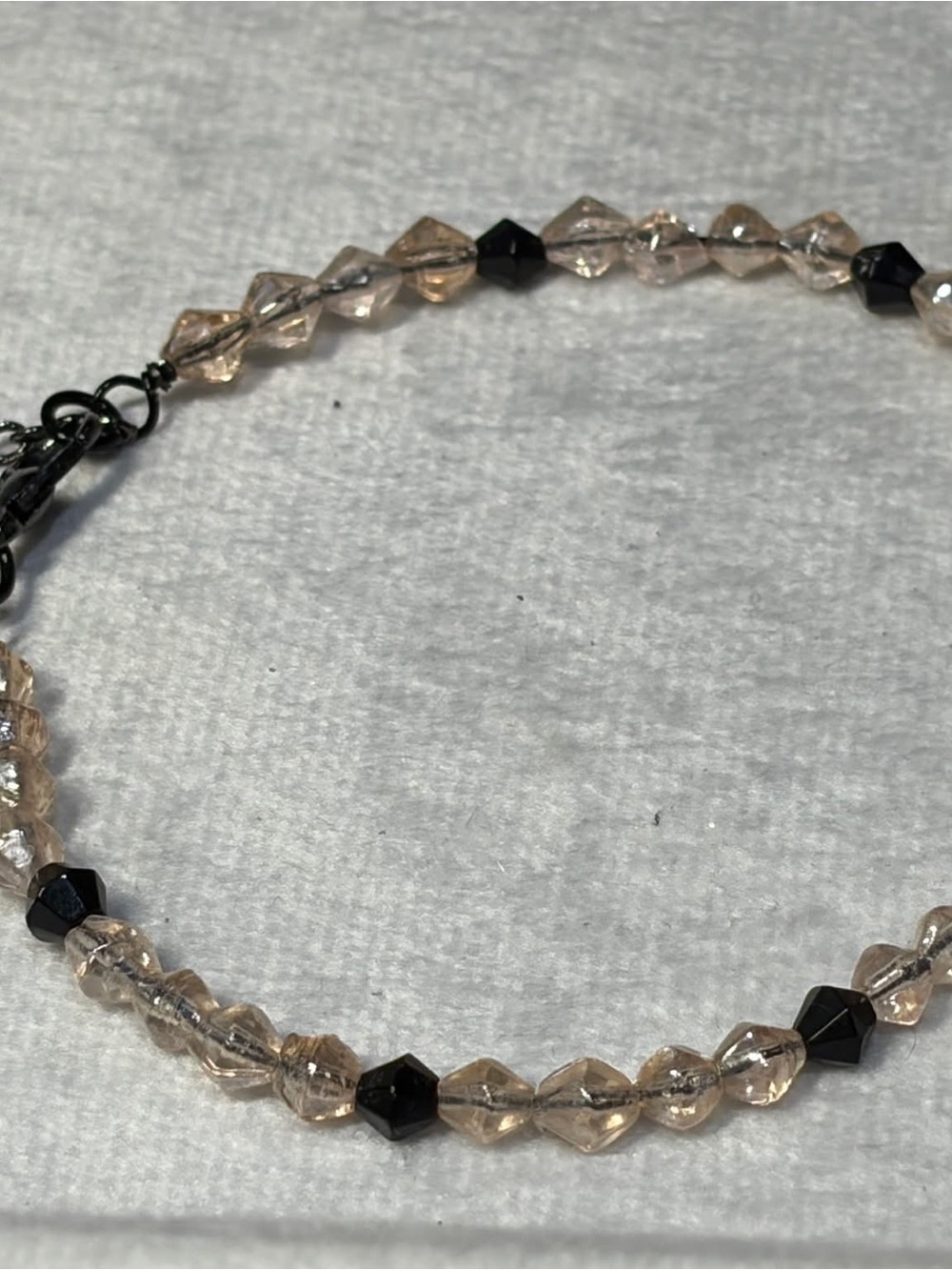 Delicate Champagne and Black Beaded Bracelet - Women Jewelry